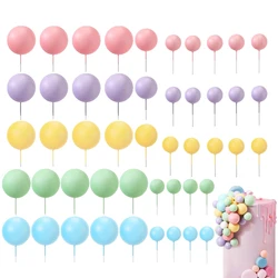 50pcs Macaron Ball Cake Topper Pastel Pink Blue Purple Cake Topper Balls for Birthday Party Baby Shower Wedding Decoration