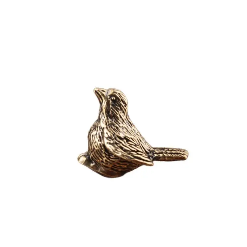 Brass Sparrow Bird Figurine Tea Pet Handmade Metal Ornament for Home Garden Desktop Tea Ceremony Decor Gift