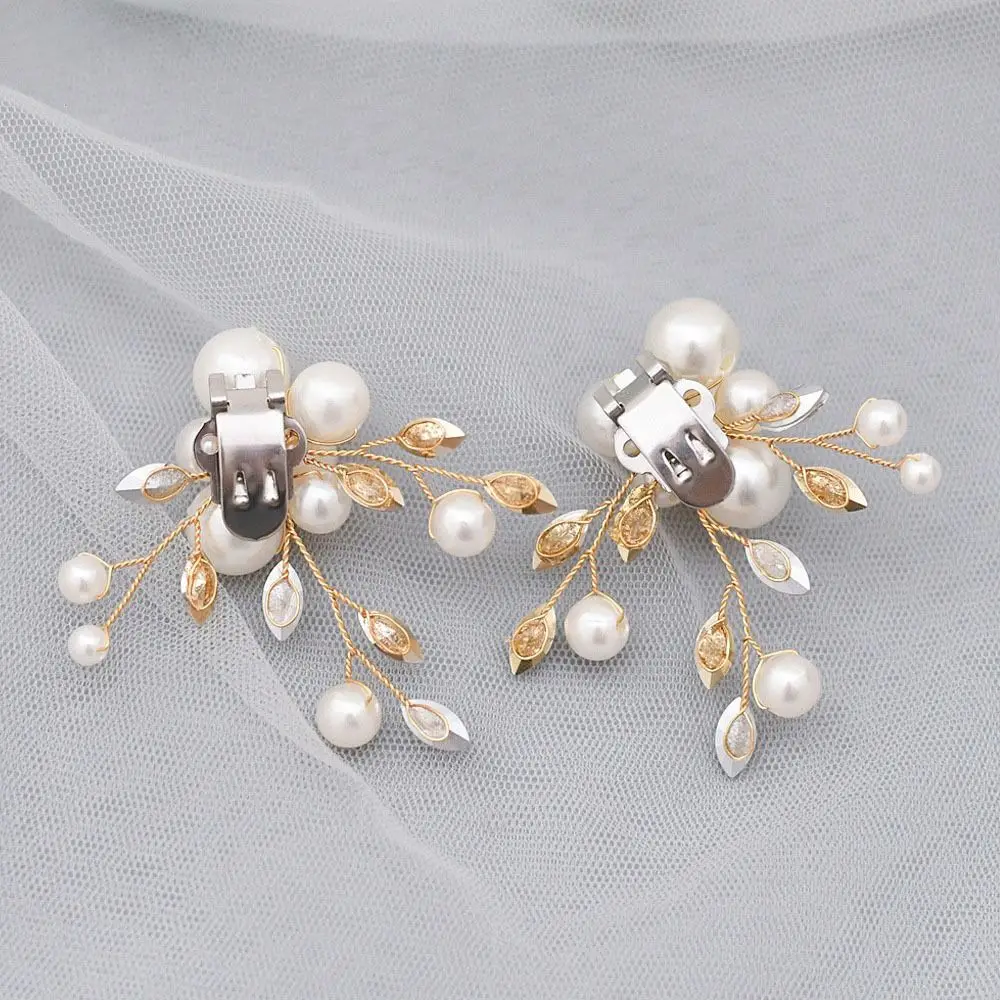 1 زوج DIY أحذية الزفاف اكسسوارات حجر الراين حبات اللؤلؤ DIY الأحذية سحر انفصال أحذية الزفاف الأنيقة الديكور الفتيات #4