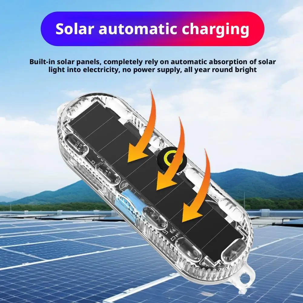 Автомобильный светодиодный сигнальный светильник на солнечной энергии, противозадний стробоскопический стоп-сигнал для ночной езды, безопасная лампа для электрического велосипеда