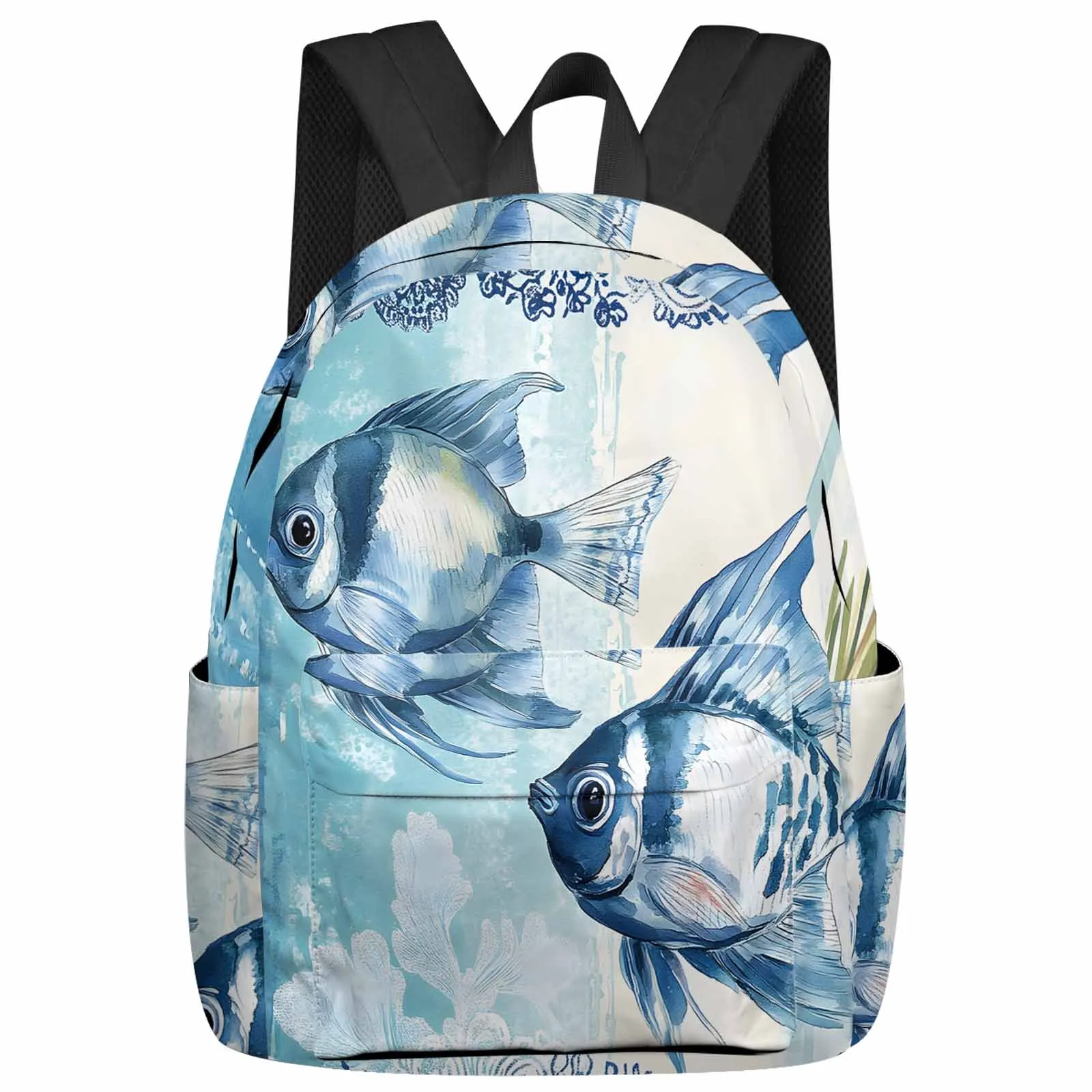 

Hand-painted Fish Marine Life Backpack School Bags for Teenagers Students Laptop Bag Women's Casual Travel Backpack