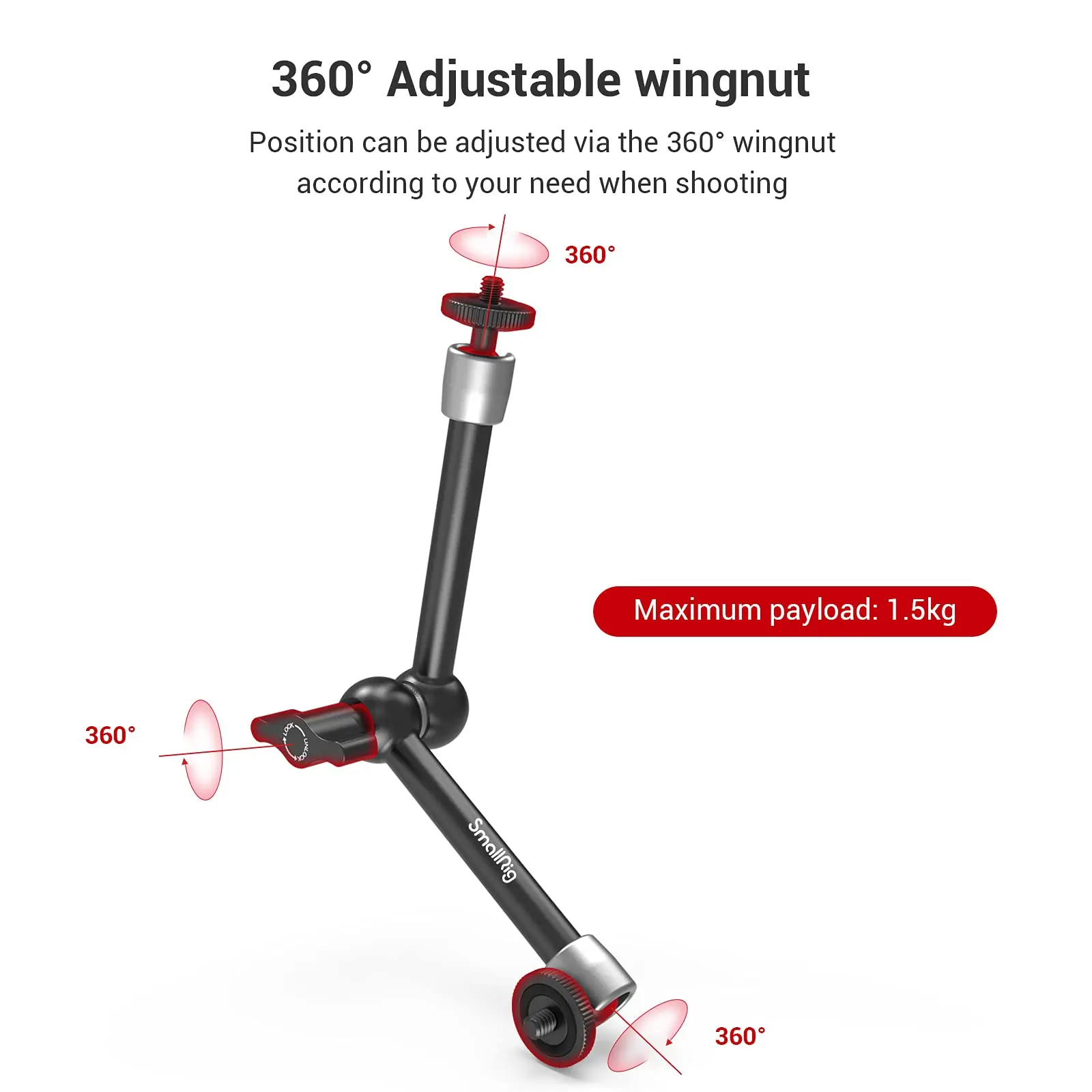 SMALLRIG-Super abrazadera y brazo mágico articulado de fricción ajustable de 9 pulgadas, con tornillo de 1/4 pulgadas para Monitor LCD/luces LED, 2732