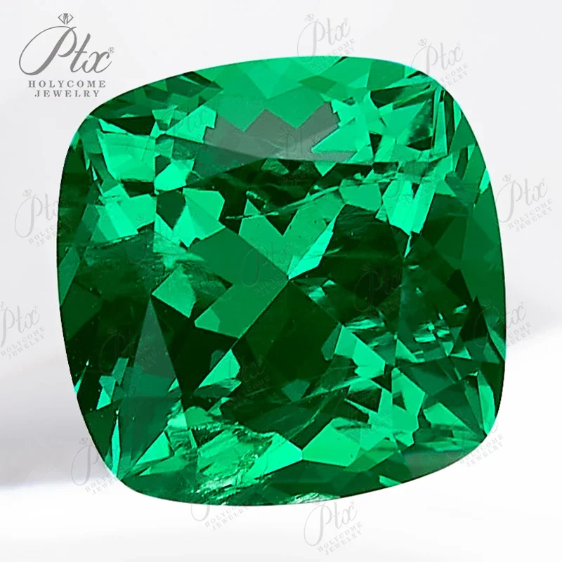 Lab Grown Colombia Emerald Cushion Charms Gemstone Extremely Shiny Quality DIY Ring Necklace Earrings Main Materials Certificate