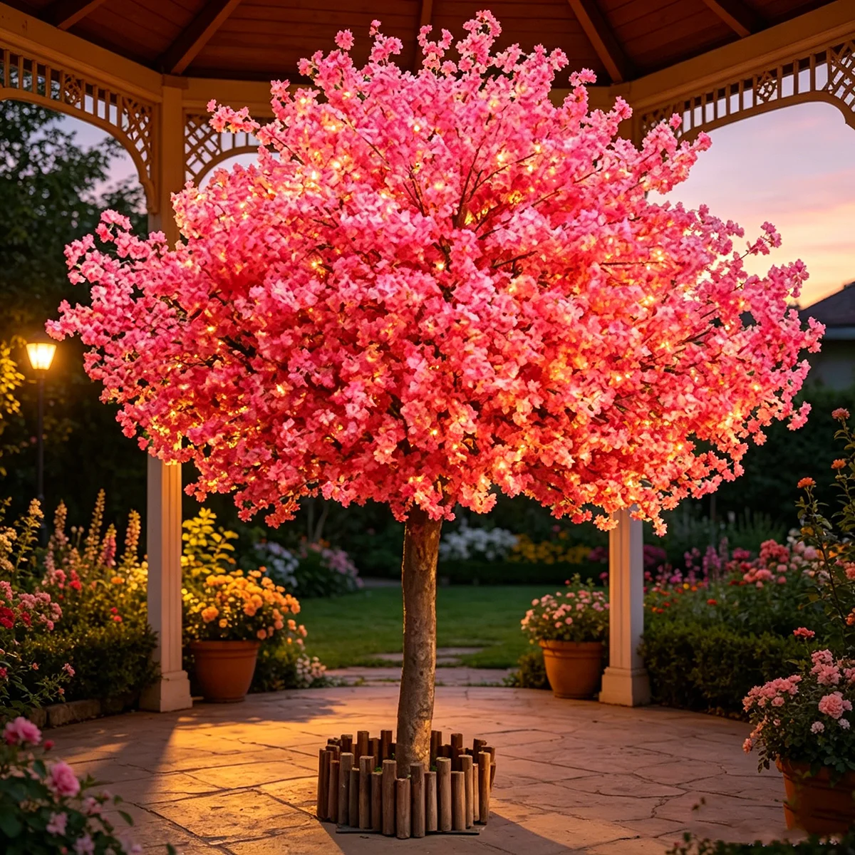 

Pink Multi-Size Artificial Cherry Blossom Tree Simulated Peach Blossom Tree Wishing Tree Art Decoration for Wedding