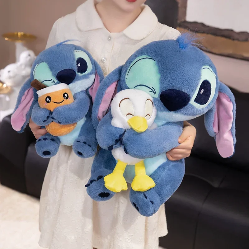 Juguete de peluche de punto Adorable de gran tamaño, pato, té de burbujas, figura de peluche suave, muñeco de punto, peluches para dormir, almohada, regalo de Navidad