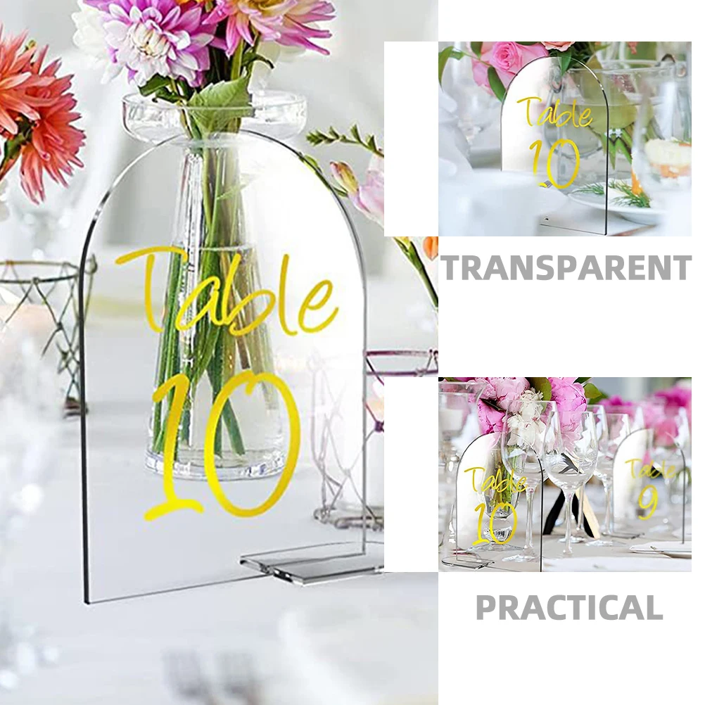 

5Sets Transparent Acrylic Place Cards Reusable Wedding Seating Table Number Cards Table Signs Acrylic Signs