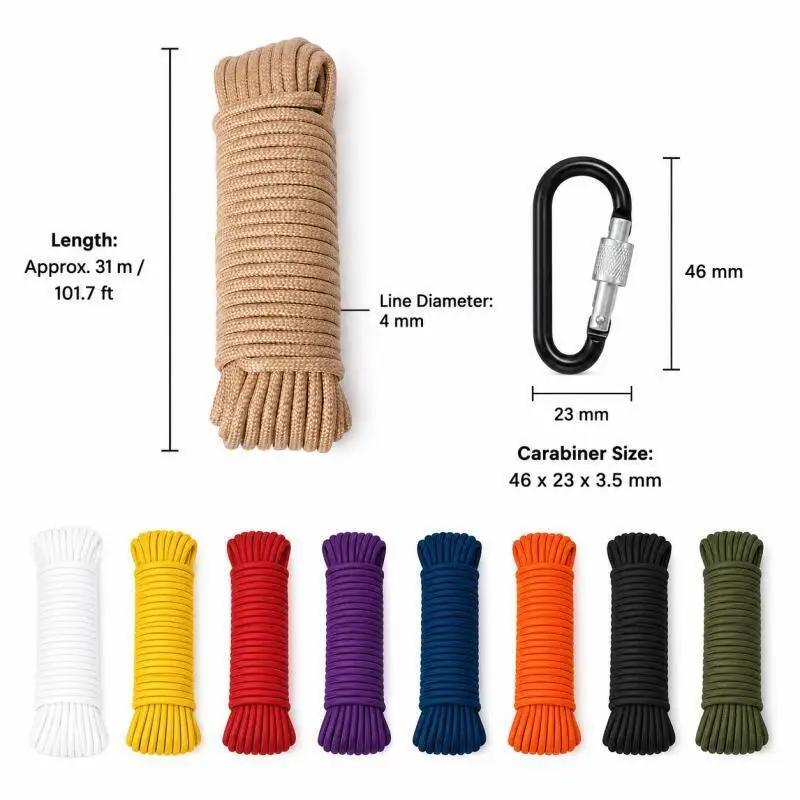 Braided Rope, Hand-Woven Decorative Rope. Cycling Bundle, Thickness Clothes Drying Quilt, Black, Red 4mm 31meters