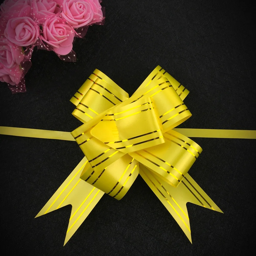 

20pcs Gift Wrapping Wedding Christmas Decorations Pull Bows For Gift Party Supplies Pull Bows For Christmas Yellow