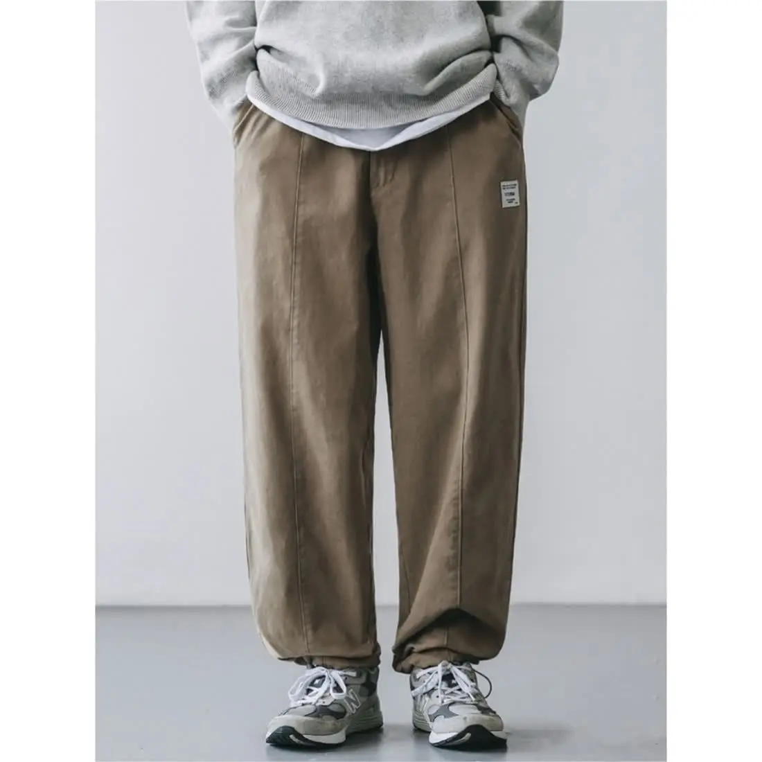 Japanese Retro Work Pants Men Spring Loose Straight-tied Foot Drawstring Casual Versatile Trousers