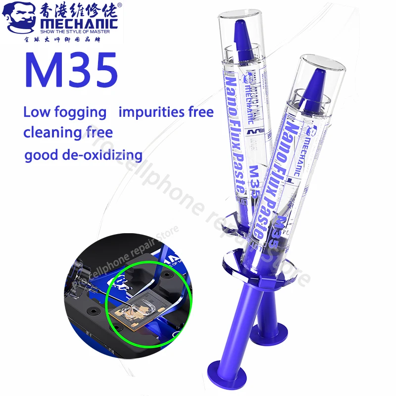 Mechanic M35 Low Smoke Nano Flux Paste with 3pcs Needles High Performance for Mobile Phone Motherboard Repair Soldering Tools