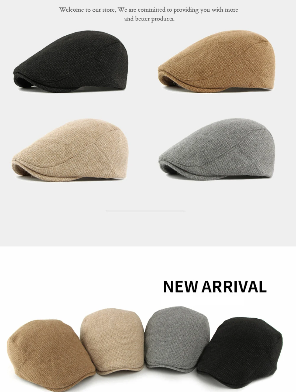 HT4887 Baskenmütze für Herren und Damen, Künstler-Baskenmütze, verstellbare Ivy-Flatcap, Unisex, Herbst-Winter, gestrickte Woll-Baskenmütze – Detail 2