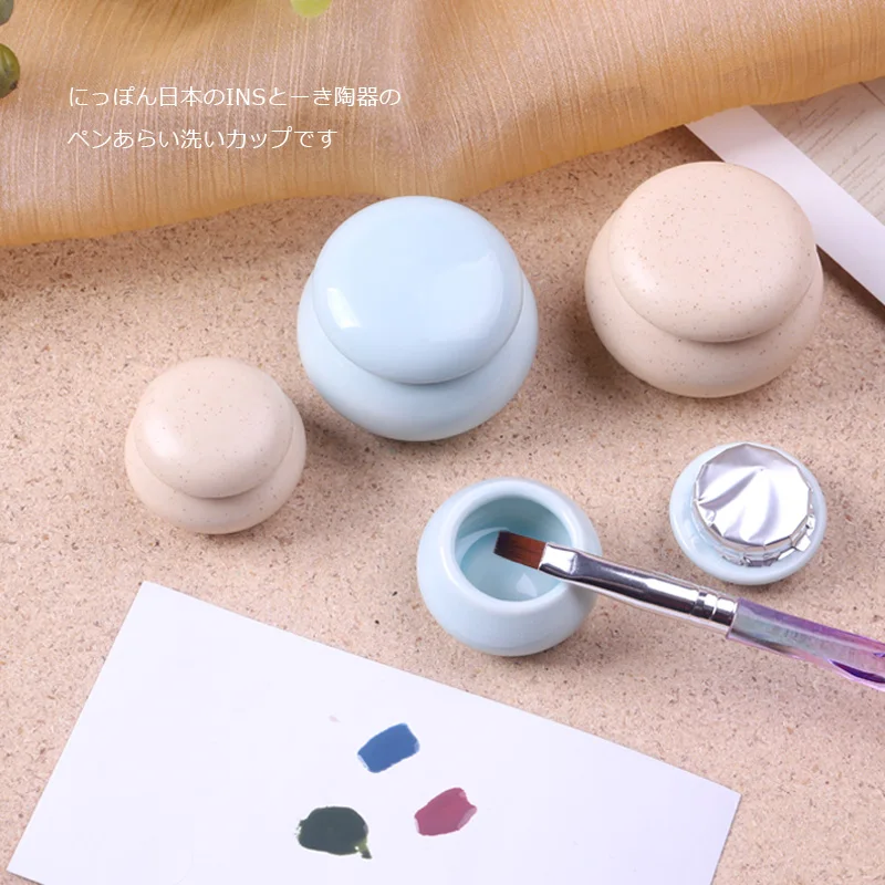 1PCS Japanese Style Nails Bowl With Lid Nail Art Acrylic Liquid Powder Beauty Disinfection Ceramics Manicure For Nails Salon