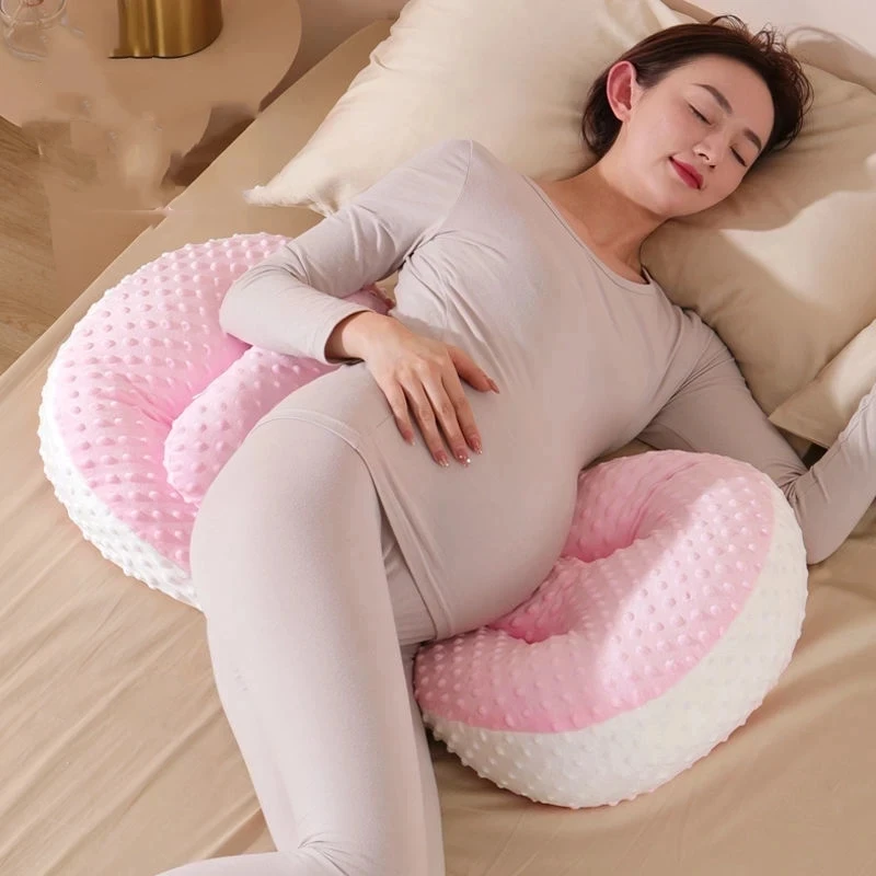 Pregnant Women U-shaped Side Sleeping Lumbar Support Pillow Solid Color Pregnancy Sleeping Support Pillow Maternity Back Pillow