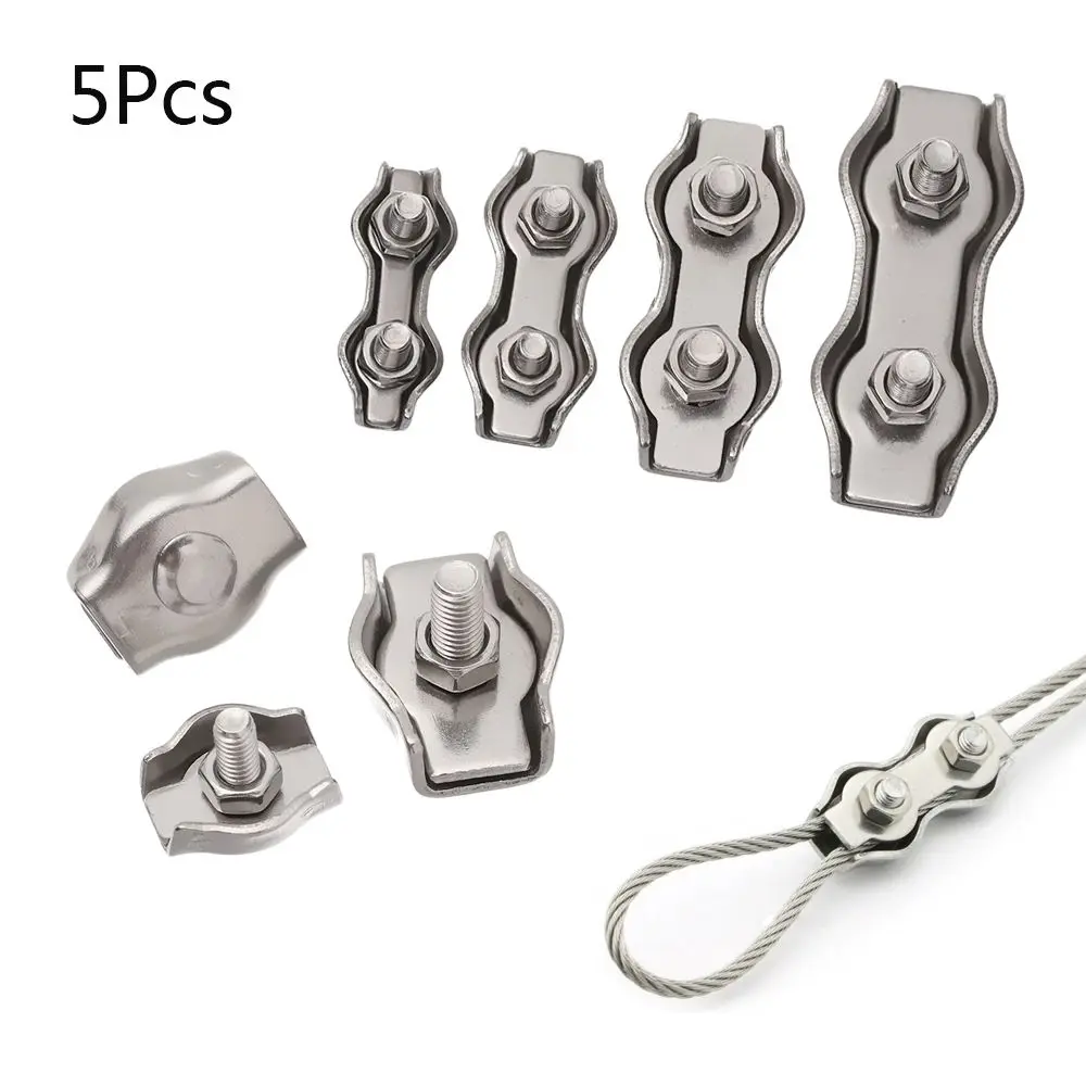 5Pcs 1/2-Post Anti-Slip Stainless Steel Rope Simple Grip Egg Shape Thimbles Bolt Clip Rigging Wire Rope Clamp Caliper