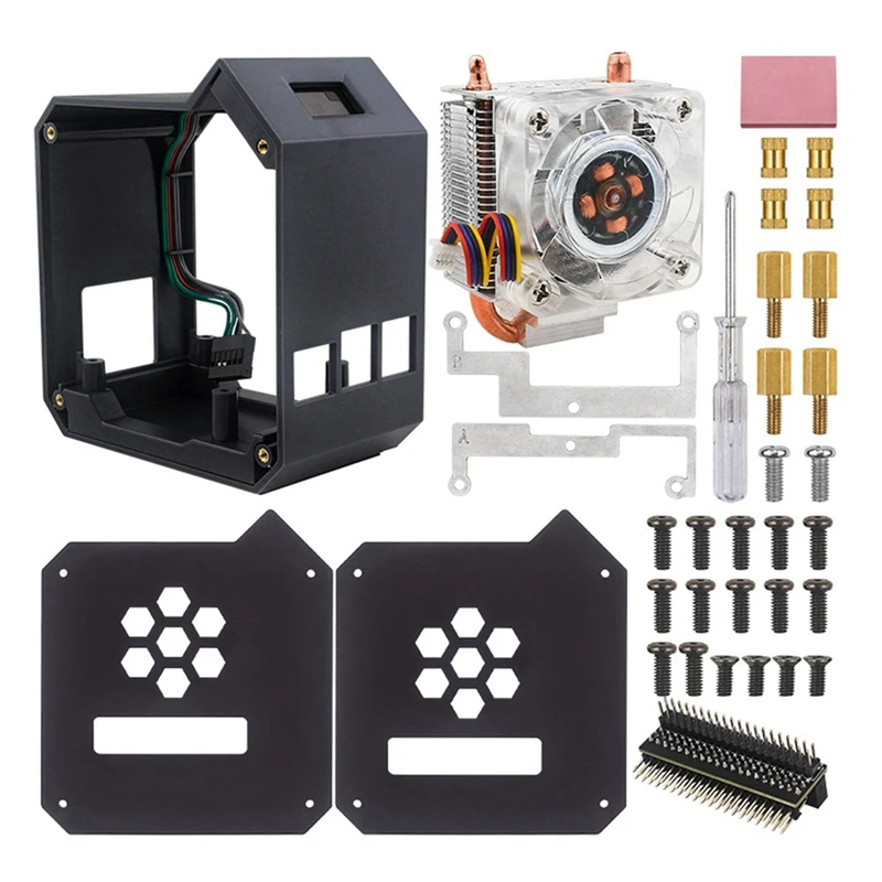 For Raspberry Pi 5 ABS Mini Tower Fan Kit JST 4 Pin Port Fan Kit With 0.96 Inch OLED Display Kit