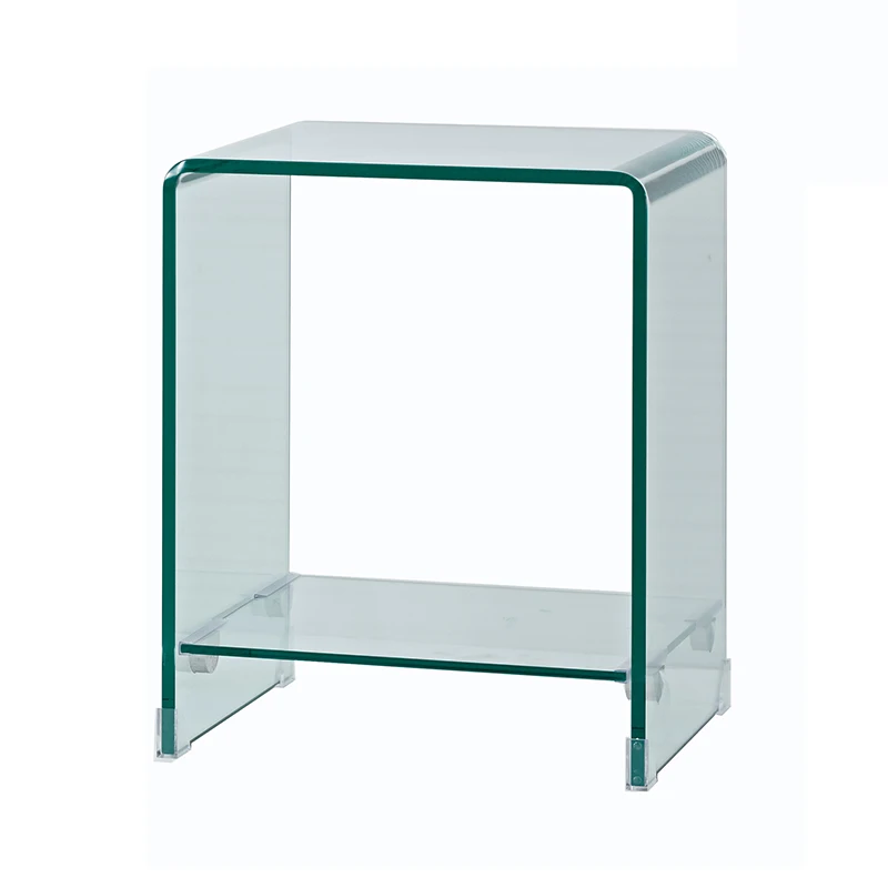 

Italian minimalist bedside cabinet glass Internet celebrity bedside table simple modern ins style light luxury bedroom