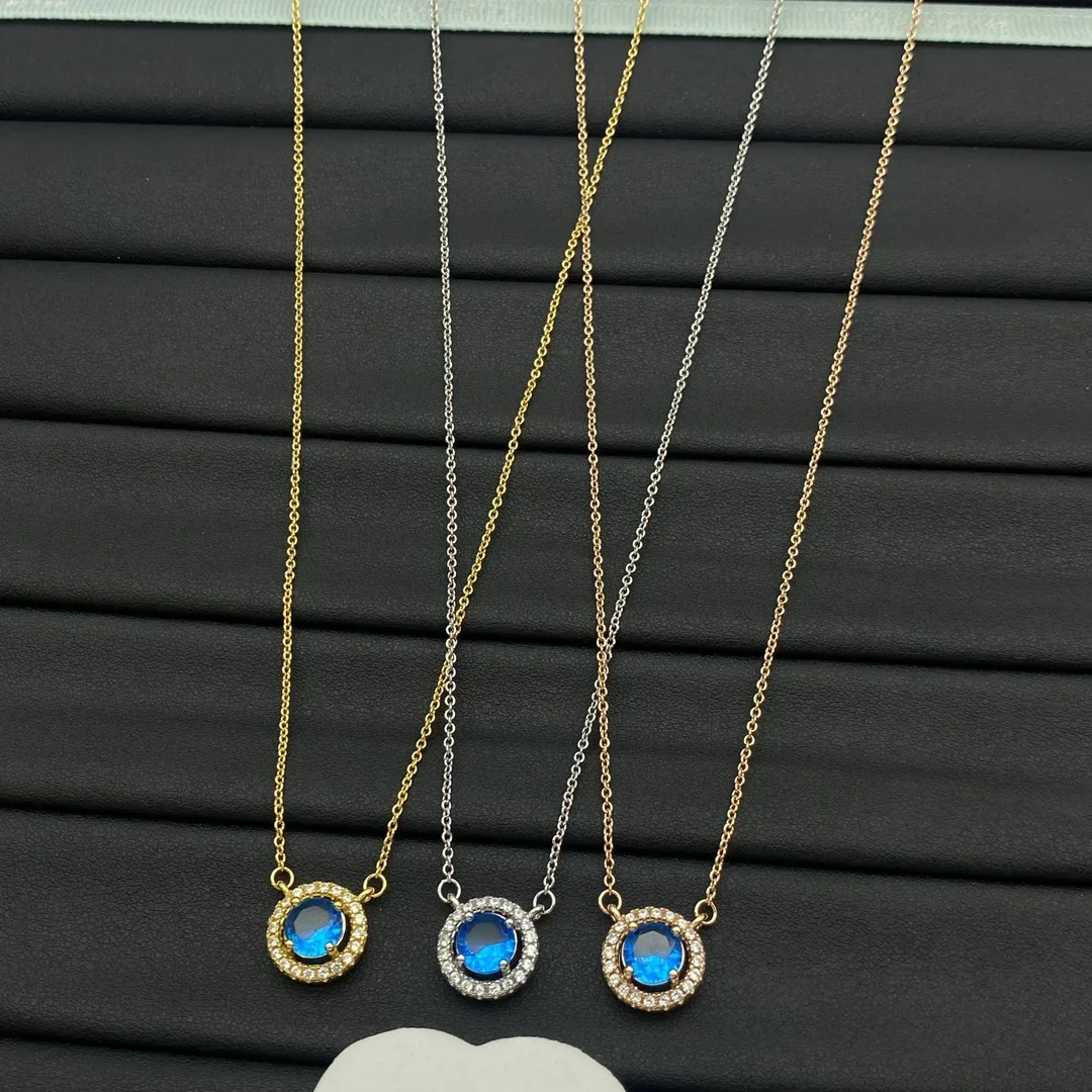 

Ожерелье с подвеской из стерлингового серебра 925, круглый цветной циркон, сладкое и романтическое