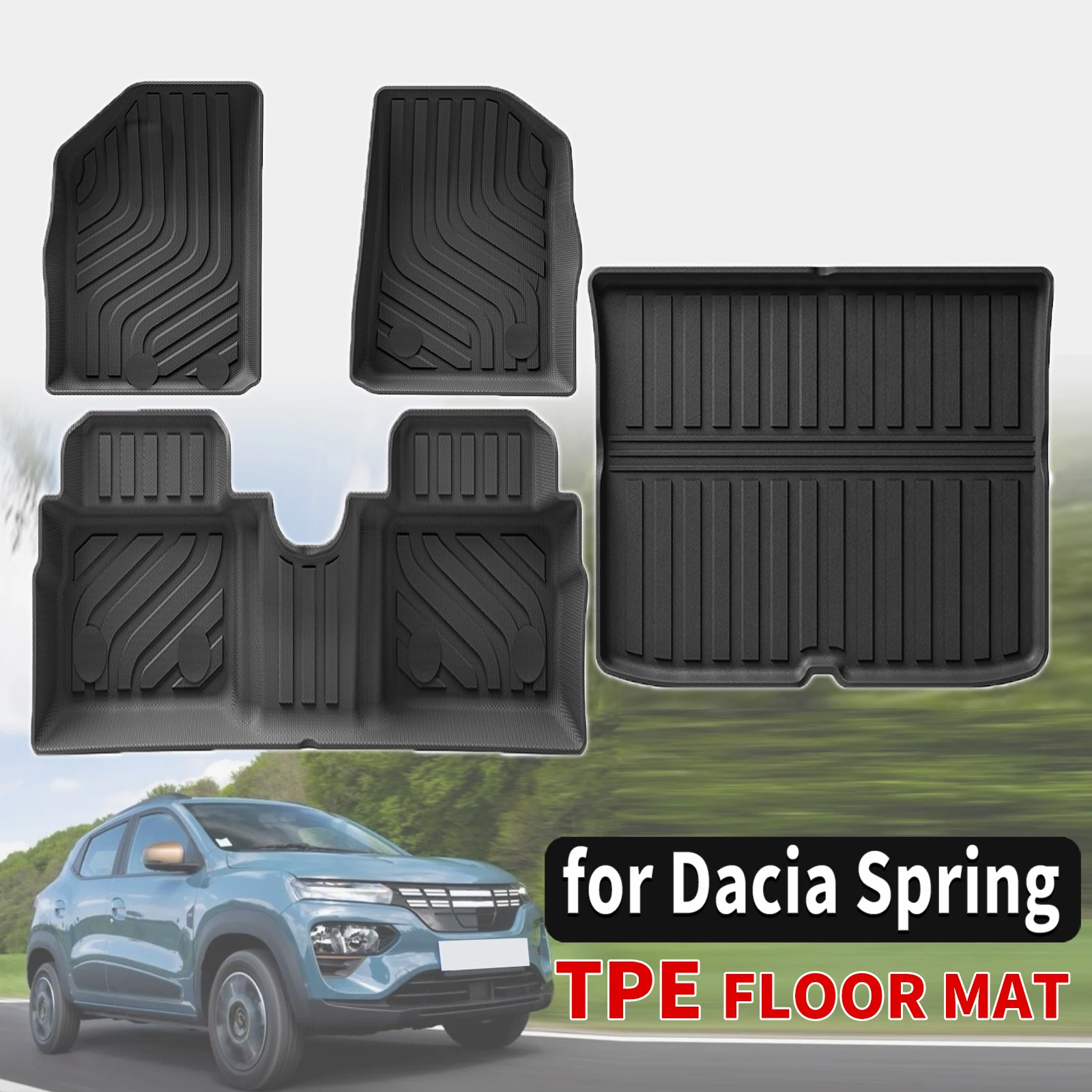 

Всепогодные коврики из TPE для Dacia Spring EV 2021-2023, Renault City K-ZE, Renault Kwid E-Tech Electric, аксессуары