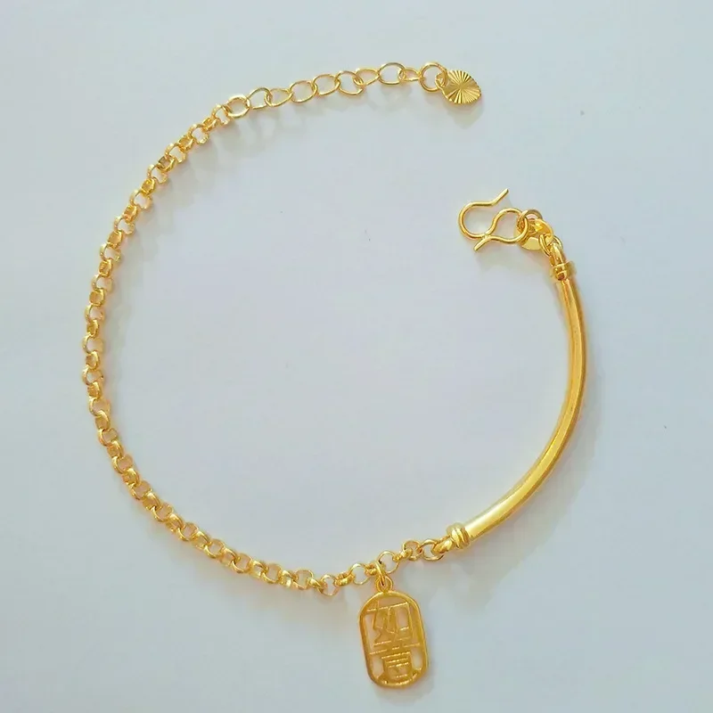 

999 real gold 18K Matte Half Bracelet Bracelet Blessed