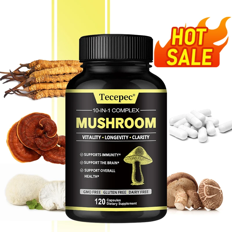 10X Mushroom Supplement - Helps Improve Focus and Memory and Reduce Brain Fog, Relieves Stress, and Increases Energy Levels