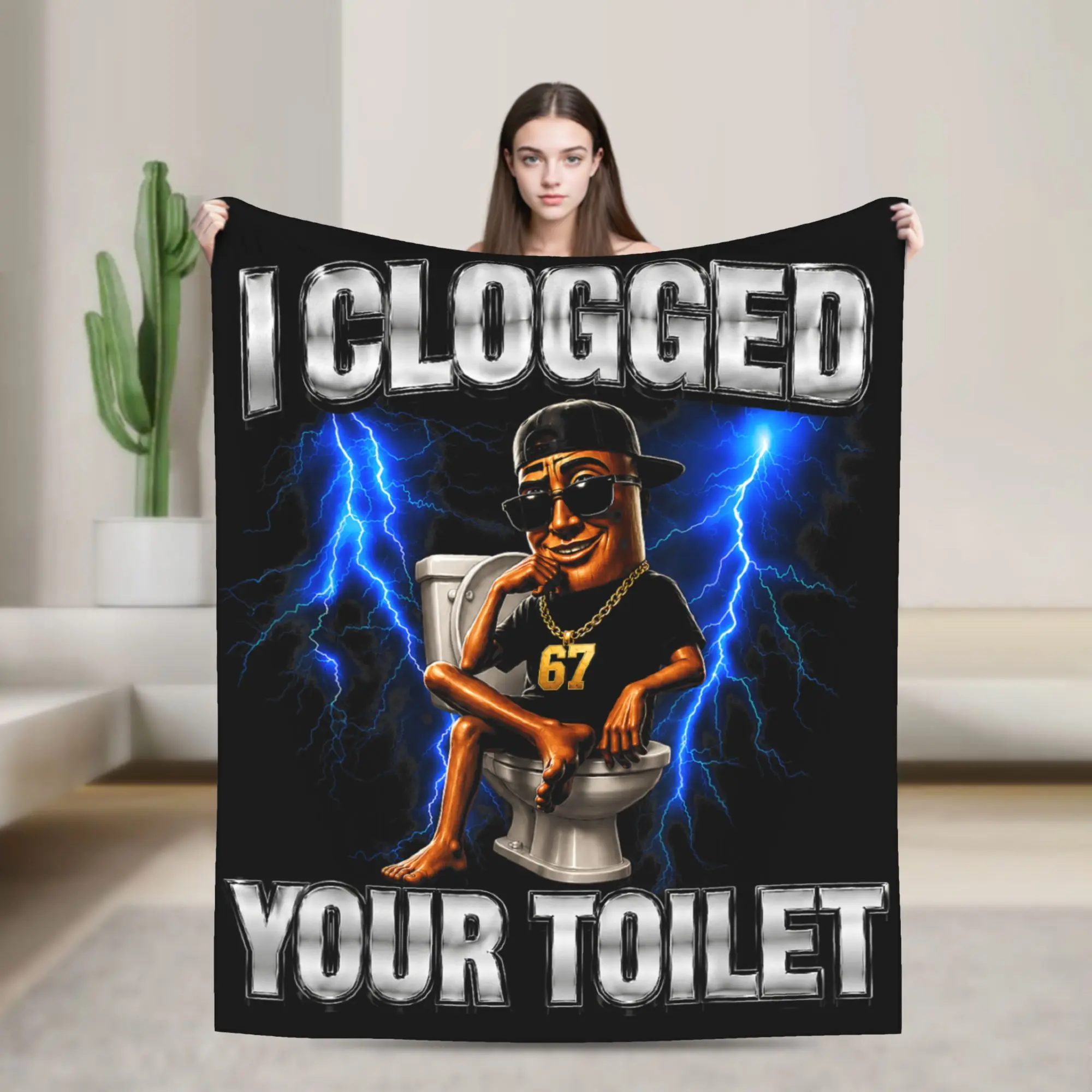 I Clogged Your Toilet Tung Tung Tung Sahur Blankets Quality Soft Cozy  Bedding Throws Winter Travel Couch Bed Funny Bedspread