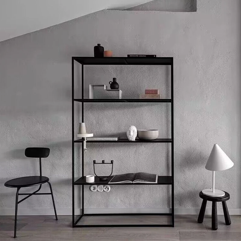 Simple wrought iron display shelf floor-to-ceiling creative multi-layer bookshelf wall storage rack partition display rack decor