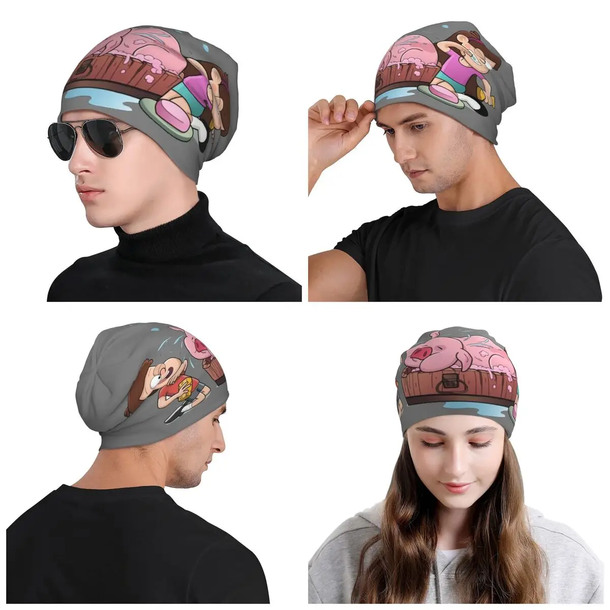 Custom Funny Anime Gravity Falls Beanie Cap Unisex Winter Warm Bonnet Homme Knitted Hats Cool Outdoor Ski Skullies Beanies Caps
