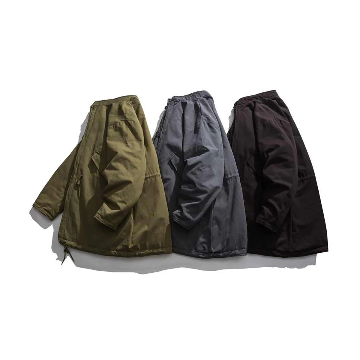 Japanese Retro Vintage Double-sided Thick Coral Parkas Medium Long Stand Up Collar Cotton Jacket