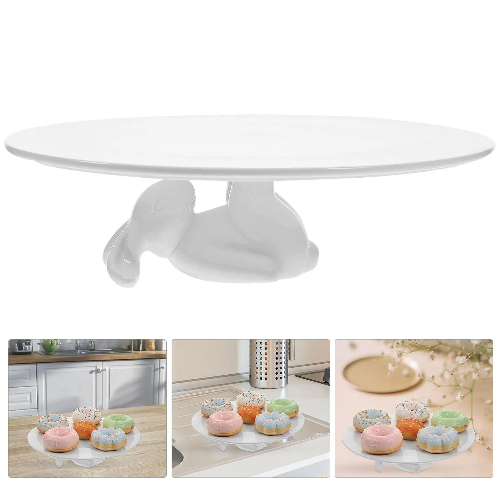 

Premium Ceramic Bunny Dessert Plate Elevated Cake Tray for Party Snack Fruit Display Afternoon Tea Tableware Cake Tray