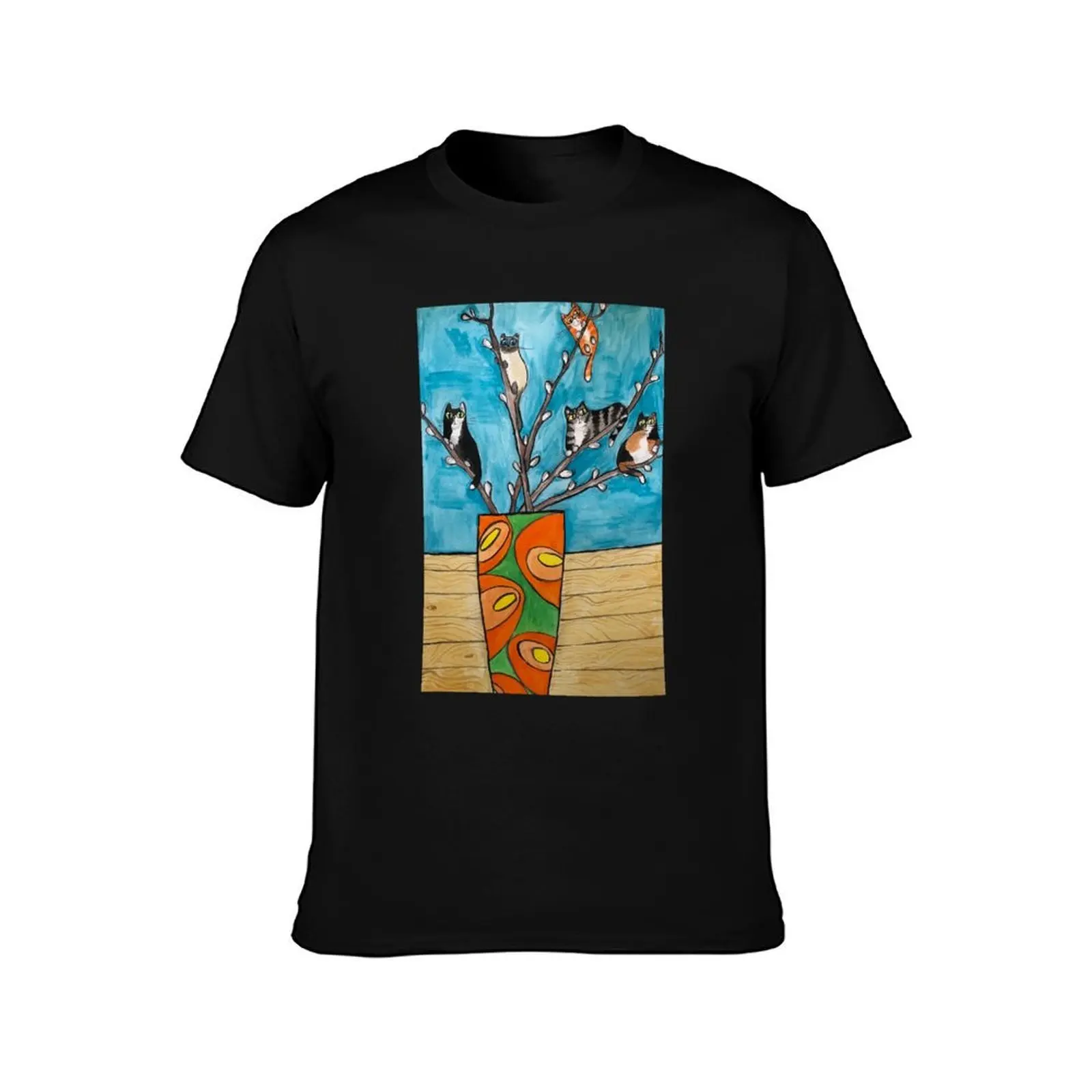Pussy Willow T-Shirt Summer Casual Cotton Tee Oversized Streetwear Tops Vintage Graphic Print Loose Fit Short Sleeve