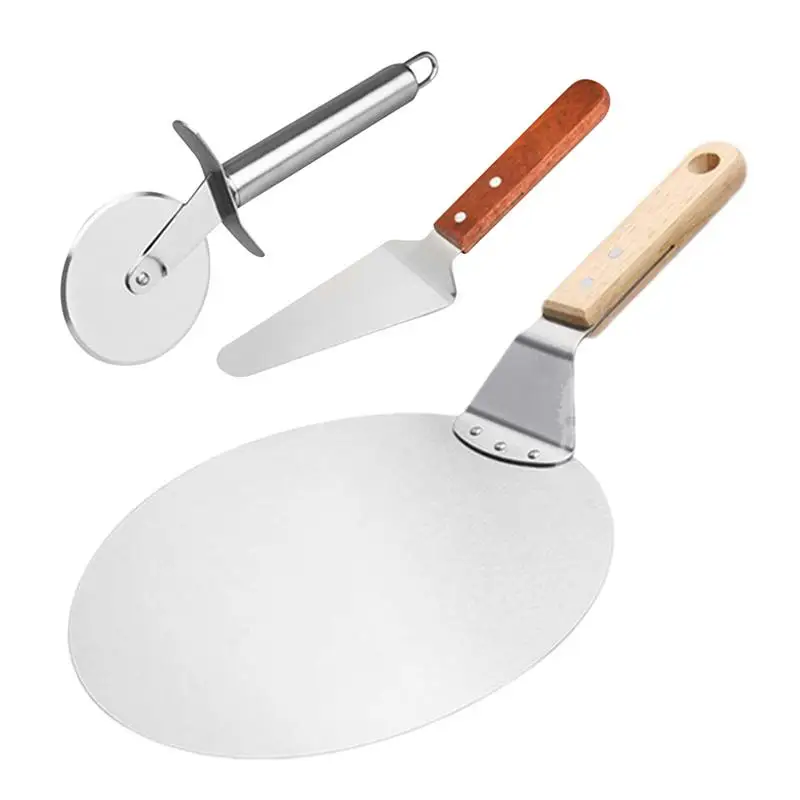 

Pizza Cutter 3pcs Pizza Baking Shovel Tools Pizza Oven Tools Pizza Rocker Cutter With Wooden Handle Pizza Accessories For Family