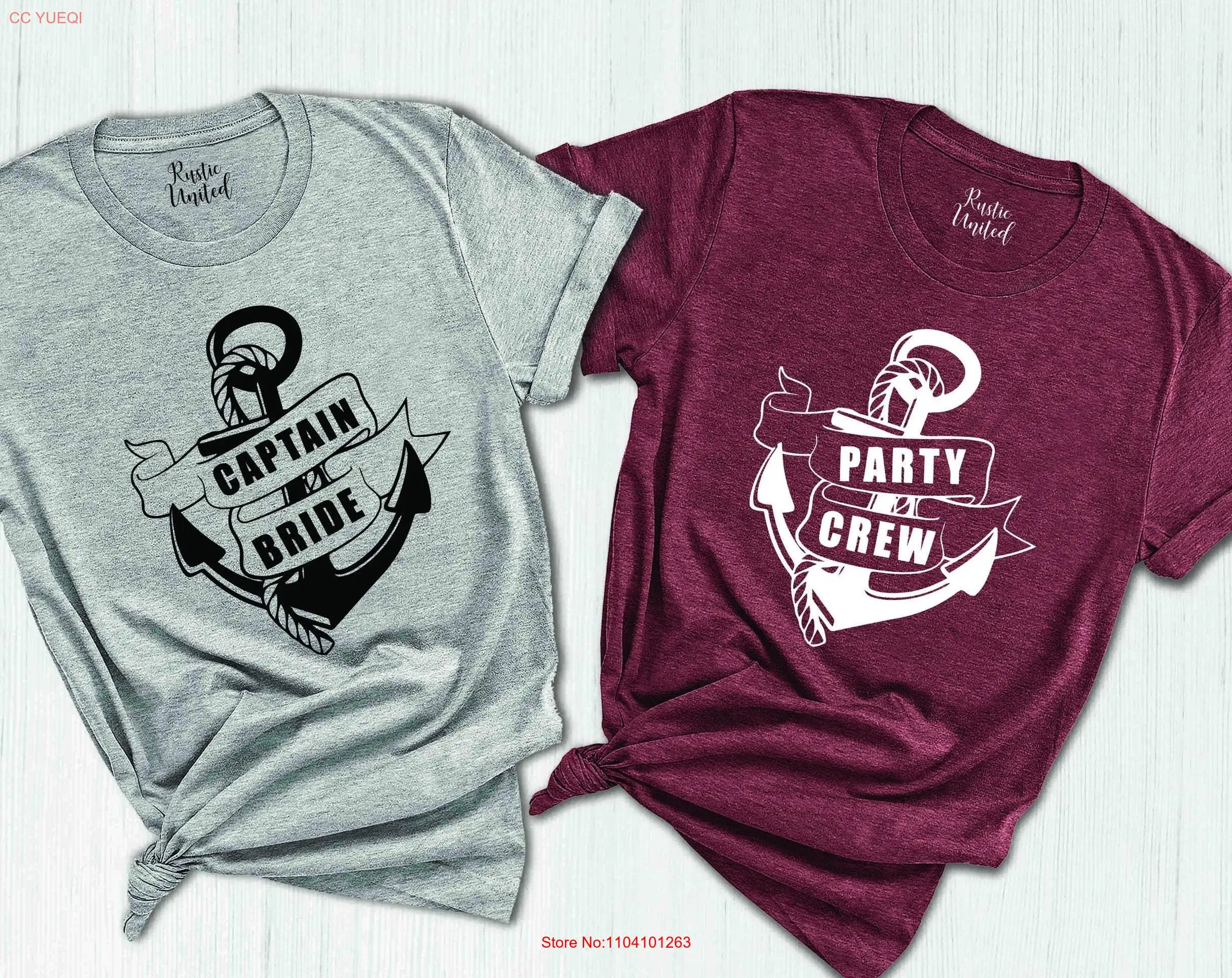 

Nautical Bachelorette Party T Shirt Captain Bride Cruise Crew Beach Bridal Shower long or short sleeves