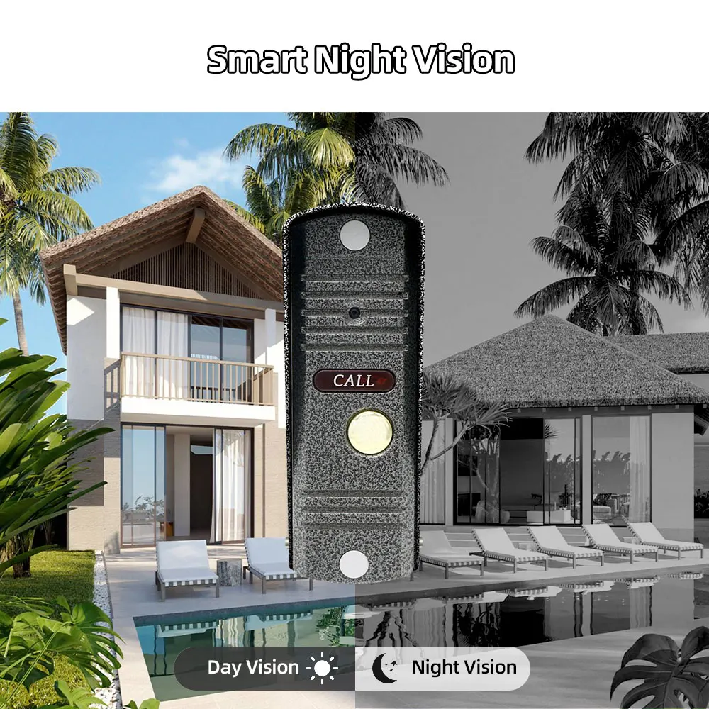 Wireless WiFi Video Intercom System 1080P Smart Video Doorbell Home 7inch Screen with TUYA APP Unlock support mobile detection