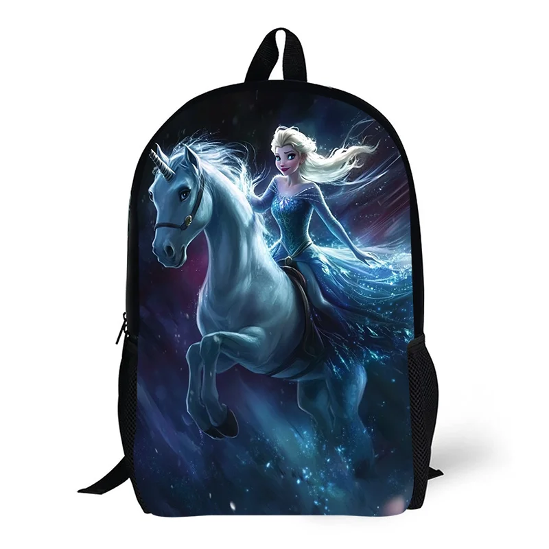 

1pc Princess Elsa riding a unicorn horse printed backpack, student backpack, gift, suitable for daily commuting use