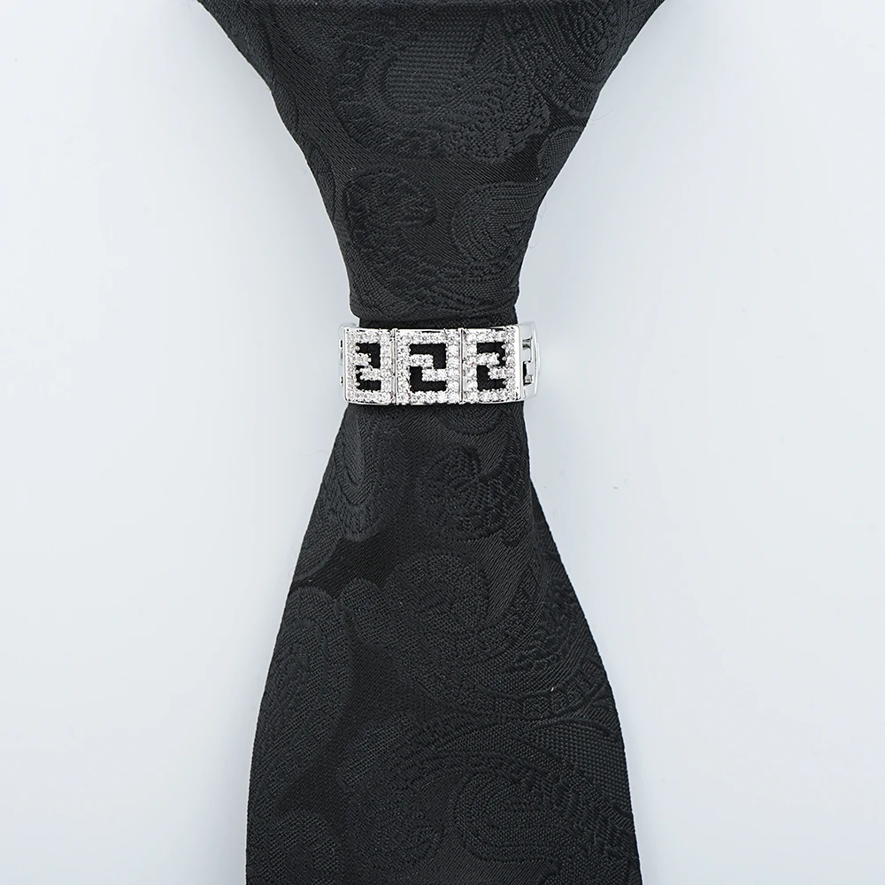 ICEYY الرجال D على شكل التعادل كليب التعادل الدائري للرجل الفاخرة الزركون مطعمة مشبك حلقة الزفاف رجال الأعمال مجوهرات اكسسوارات