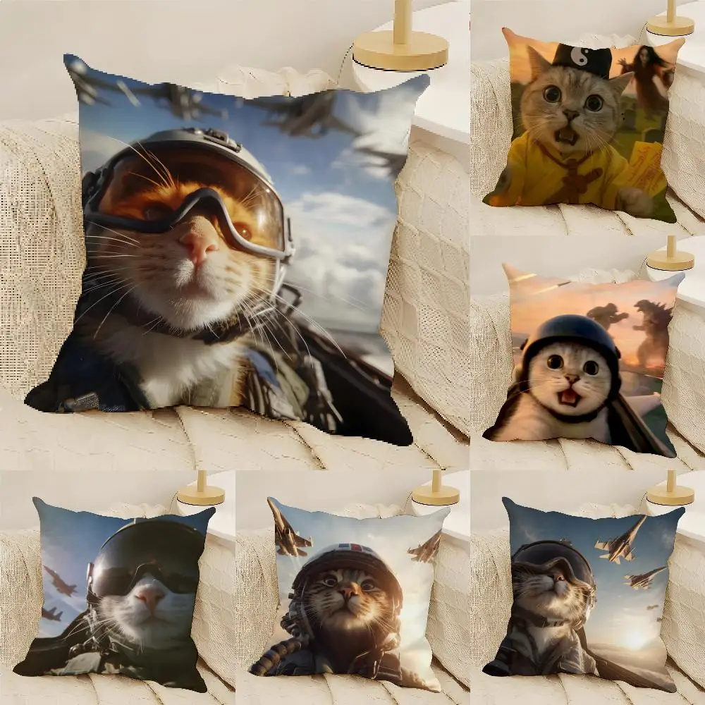 Funda de almohada Cat Young Peoples Spirit Crazy Aesthetics, lino natural, impresión a doble cara, decoración del hogar, funda de cojín