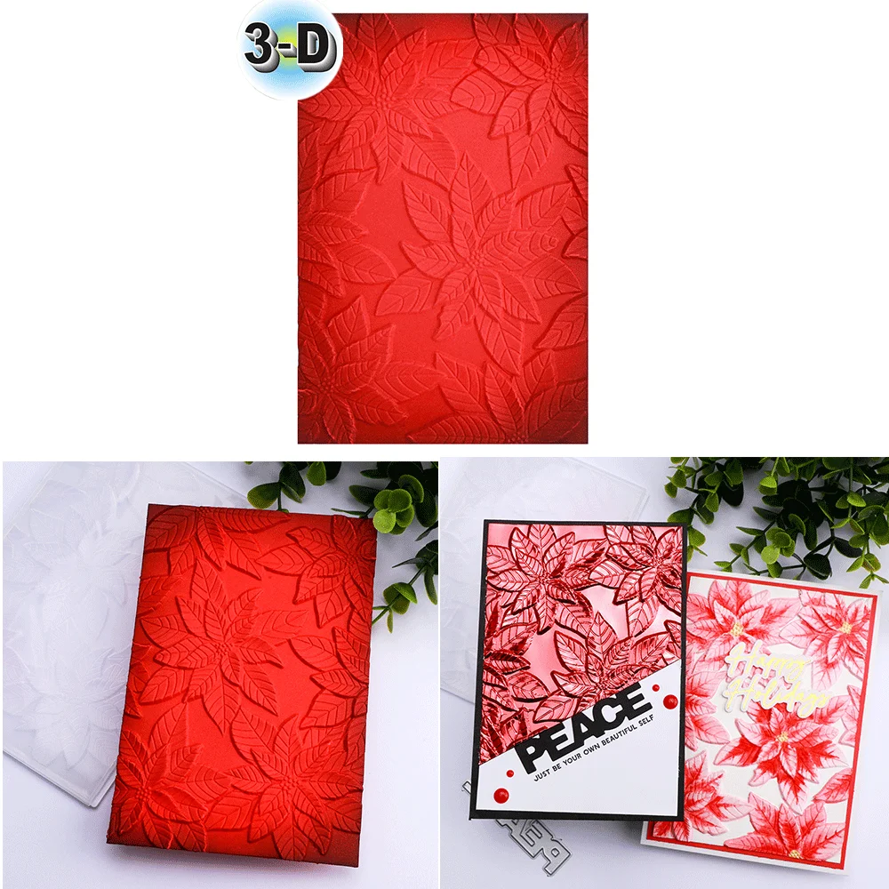 Christmas Flowers 3D Embossing Folder Texture Pattern Background DIY Scrapbook Decorative Cardboard Crafts Project Making