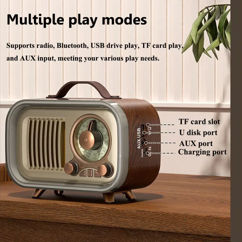 Классические винтажные радиоприемники FM AM SW Портативные беспроводные ретро Bluetooth-динамики AUX Аудиовход TF U Дисковая карта Радиоприемник MP3 Музыкальная шкатулка