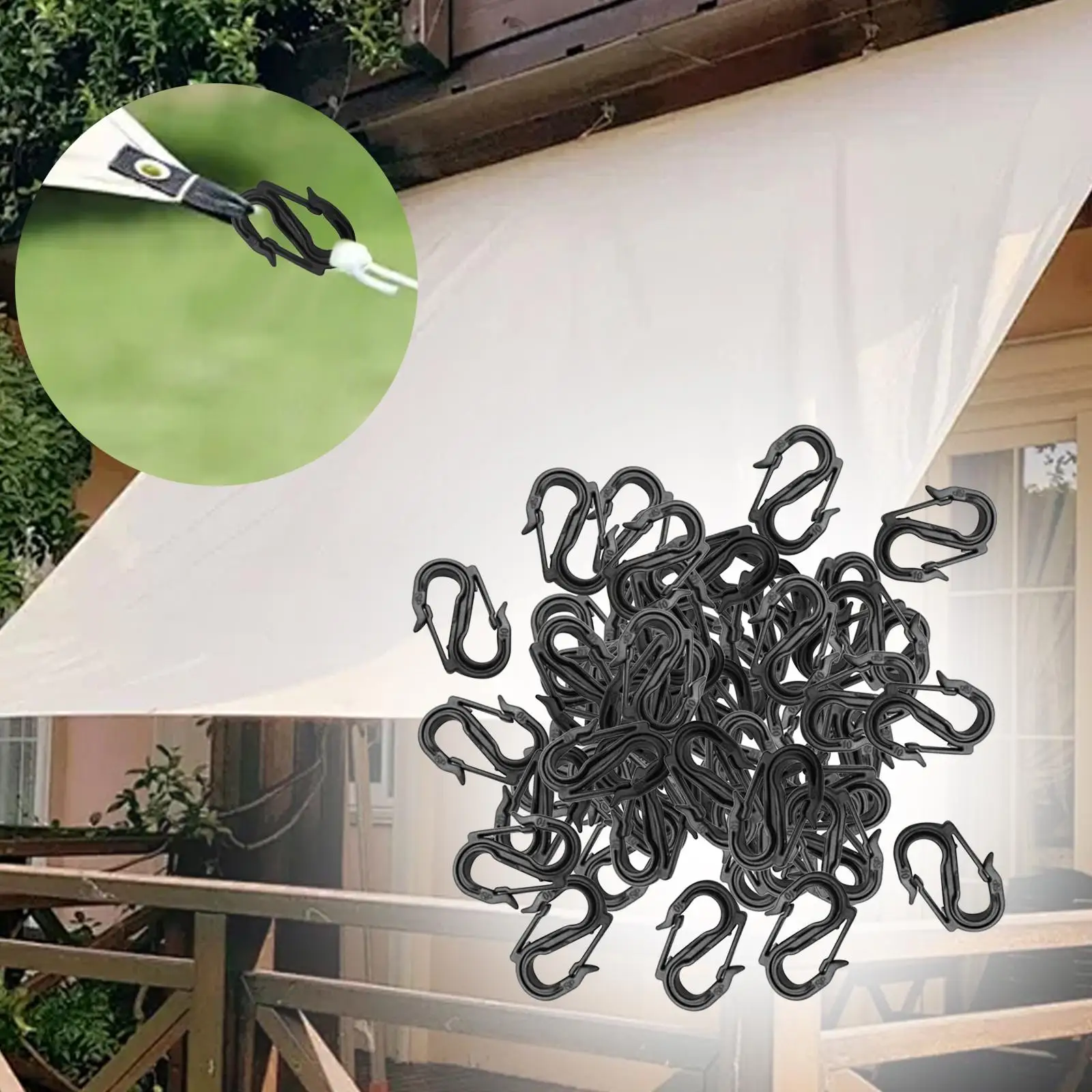 

50 шт., зажимы для ключей, двойные крючки, простая установка, зажимы для ключей для навеса, уличные шторы, тент, фиксированный подвесной