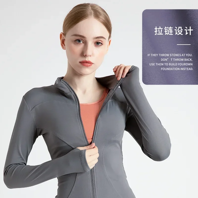 L-1Cómoda traje de yoga ajustado de manga larga para adelgazar y fitness, correr, chaqueta deportiva de yoga