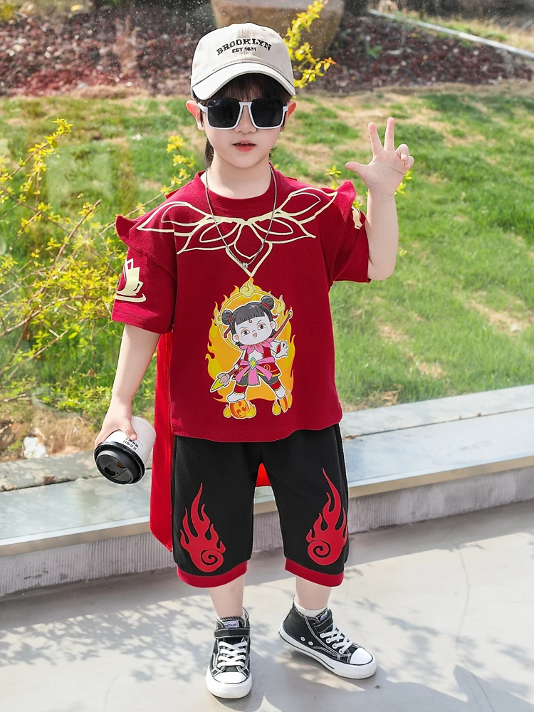 

Детская одежда Zha Ta: модный летний спортивный костюм для мальчиков и девочек, повседневный комплект для малышей