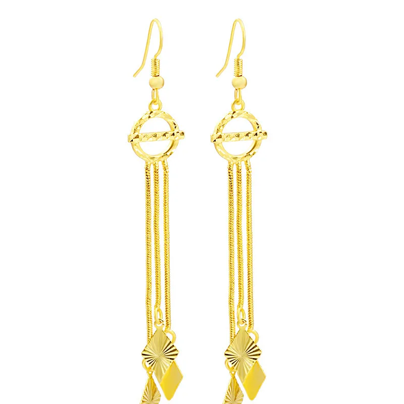 

Женские серьги-сердечки из 24-каратного золота AU999 с длинной кисточкой | Двусторонние узоры династии Тан, культурная элегантность для традиционного собрания.