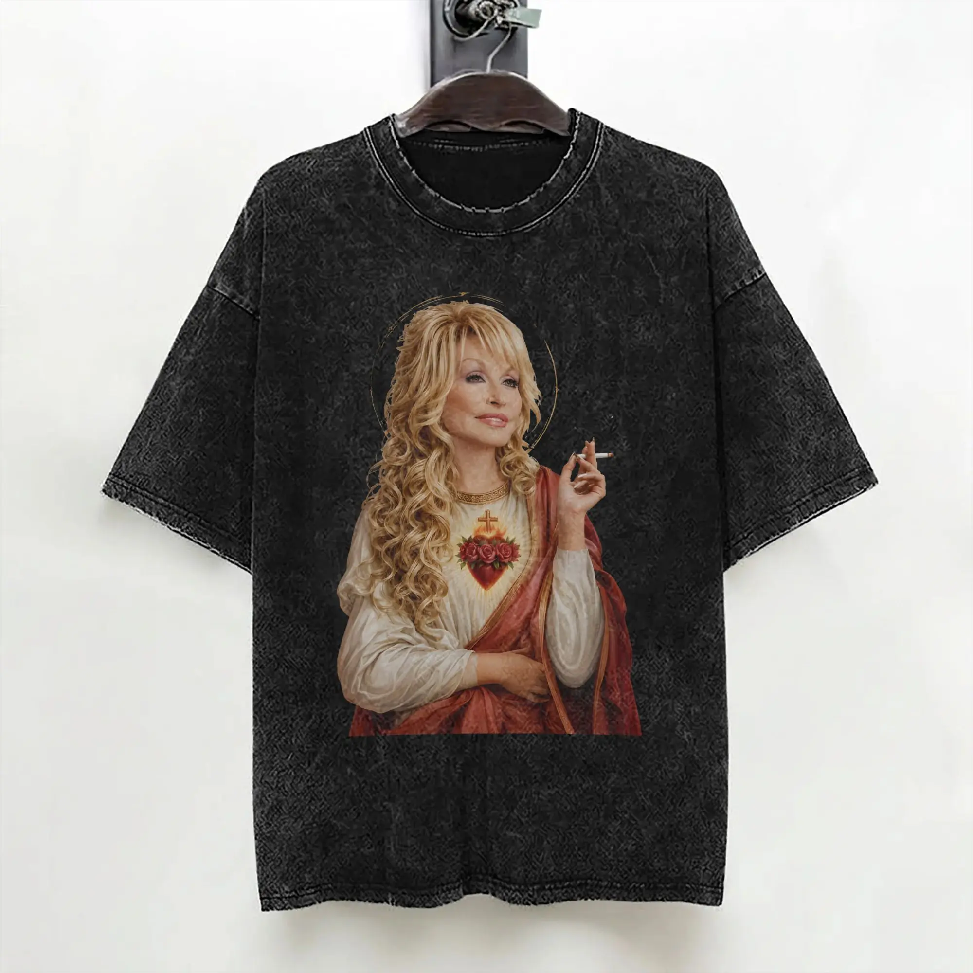 Singer D-Dolly Parton T Shirts Washed Cotton High Street T-Shirts  Fashion for Men Women Streetwear Graphic Printed Tops Tees