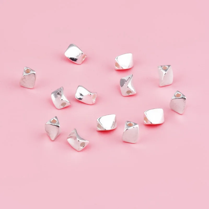 S925 solid silver twisted triangular scattered bead crystal necklace anklet woven bracelet diy accessory