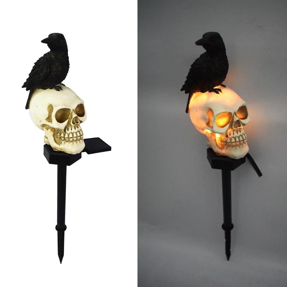 Halloween Outdoor Solar Light Crow Skeleton Ghost Horror Decor for Courtyard Home Holiday Party Garden Haunted House Decoration