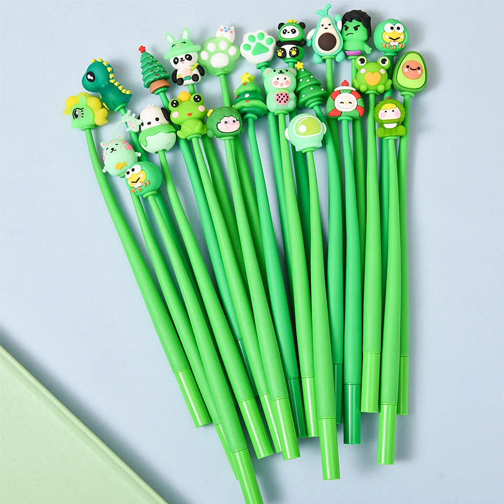 

Мягкая гелевая ручка с героями мультфильмов, зеленая музыкальная нейтральная ручка, декомпрессионные студенческие призы, подарок, креативные канцелярские принадлежности