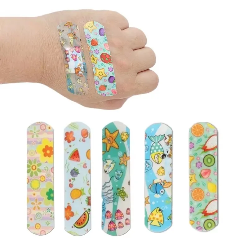 100pcs Cartoon Breathable Pattern Waterproof Hemostasis Band Aid Stickers for Kids Adhesive Bandage Wound Plaster First Aid C66