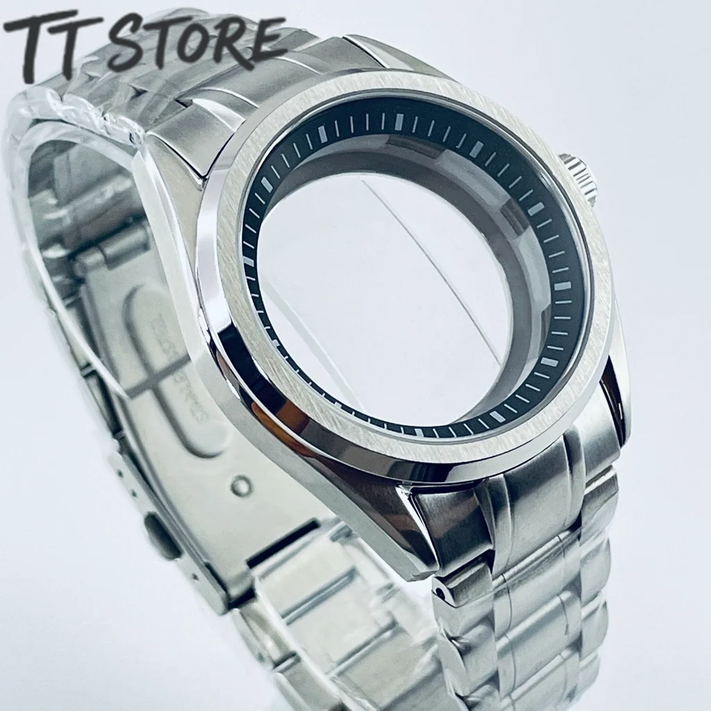 40mm Stainless Steel Watch Case With GS Chapter Ring And Sapphire Glass Compatible with NH35 NH36 4R35 4R36 NH34 NH38 Movemen
