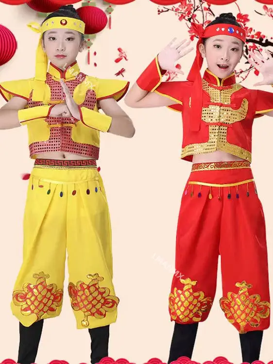 

Children's drumming performance costumes, men's and women's dragon and lion dance stage performance costumes