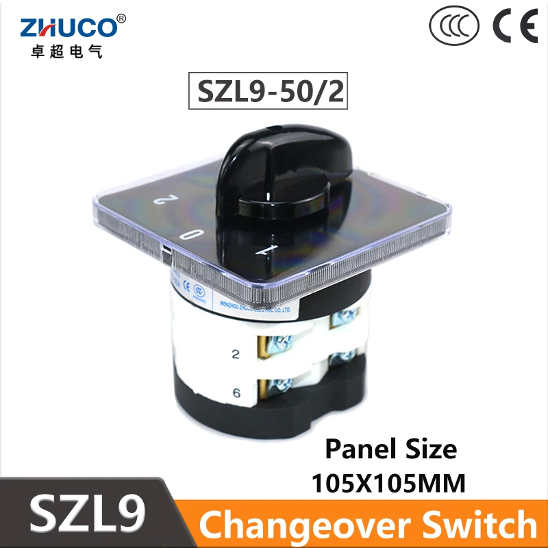 

ZHUCO SZL9-50/2 50A AC 660V 2P Реверсивный прямой выбор 8 клемм Сварочный аппарат сменный кулачковый переключатель 3 положения